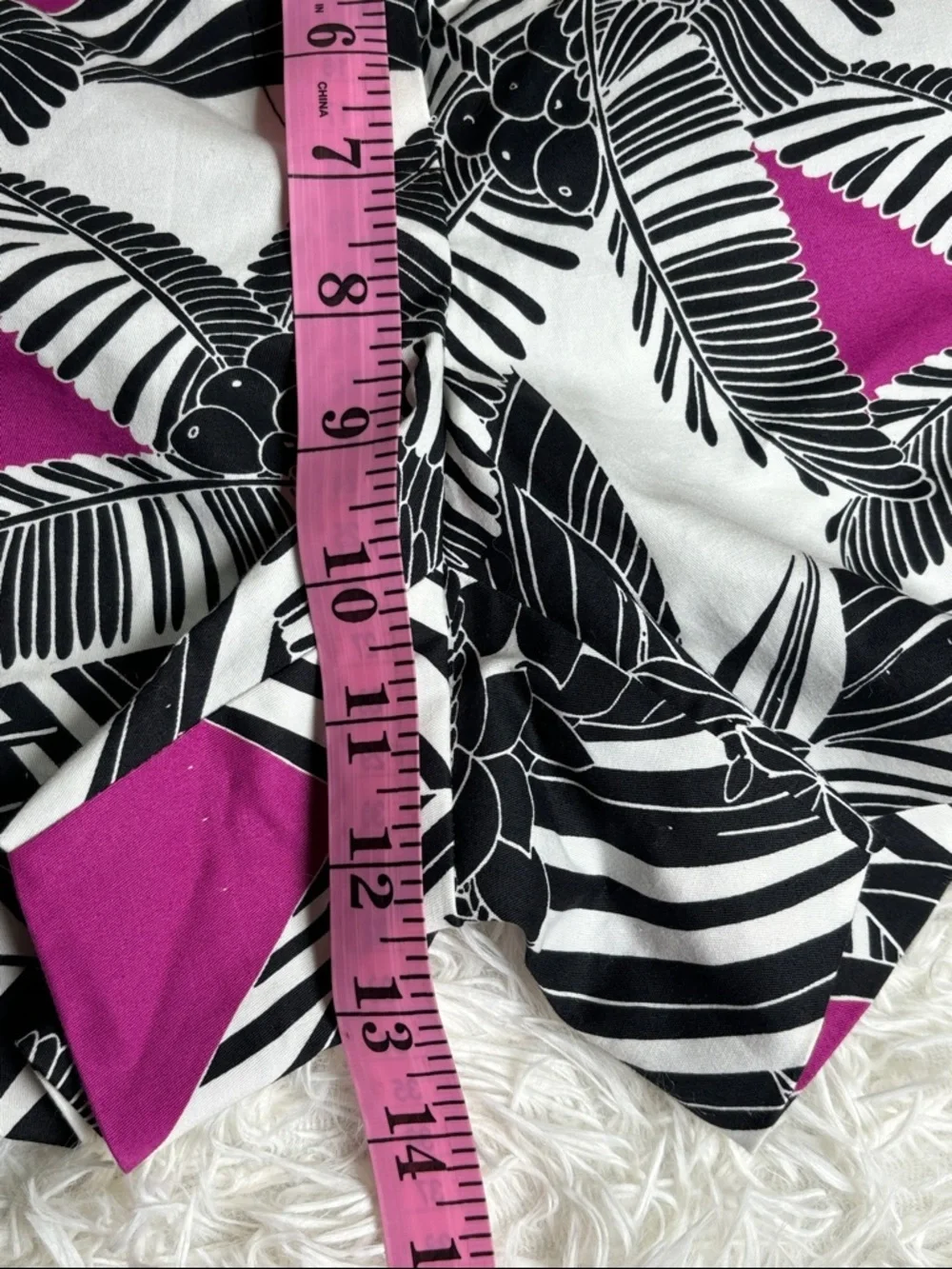 Trina Turk Black & White Palm Print Shorts with Magenta Accents